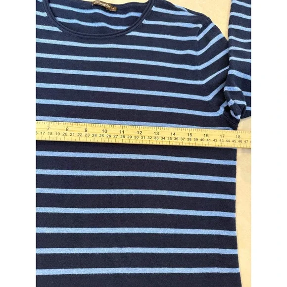 J.McLaughlin Womens Striped Long Sleeve Crewneck Top Navy Blue Size M - Picture 5 of 7